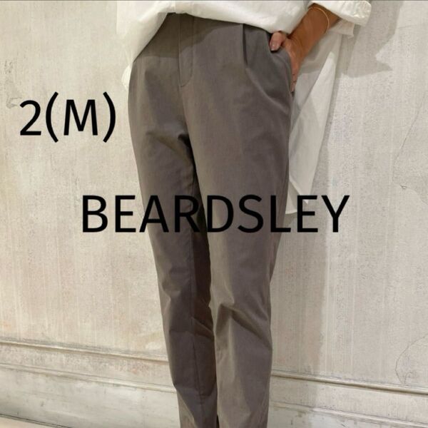 美品 BEARDSLEY ビアズリー 綿タック スリムパンツ グレー M ストレッチ ロングパンツ ウエストゴム