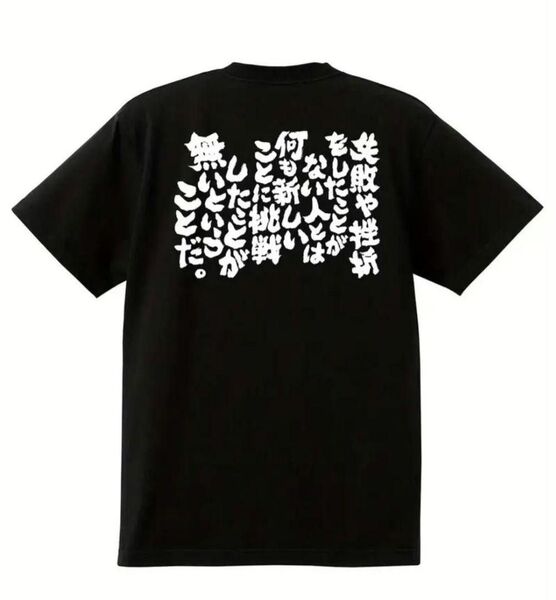 【ブラックLサイズ】「失敗や挫折を…」半袖Tシャツおもしろ ユニーク日本語 名言 夏 格言 黒
