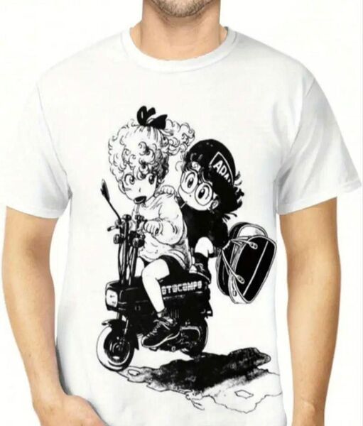 【ホワイト Sサイズ】「アラレちゃん」半袖Tシャツ おもしろユニークパロディ 夏 アニメ かわいい Dr.スランプ