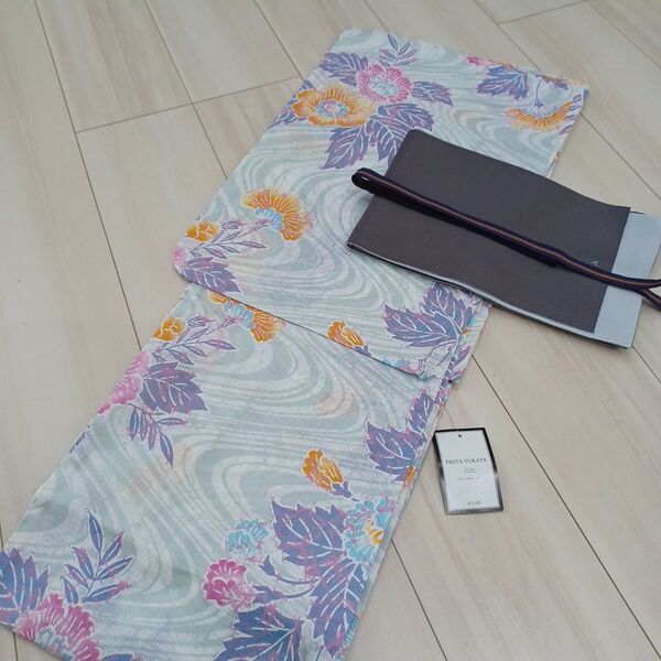 新品☆呉服屋♪大人上品なグレー系 夏着物 浴衣3点セット