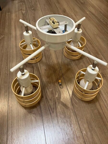 4灯シーリングライト クロスタイプ 木目 ホワイト 電球付 スポットライト おしゃれ 照明器具