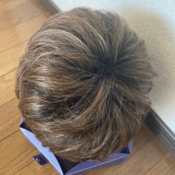 美品 ウィッグ ブラウン ショートウィッグブラウン 高級人毛ミックス フォンテーヌ かつらヘアドネーション アートネイチャー