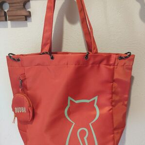 猫のイラスト入りトートバッグ オレンジ