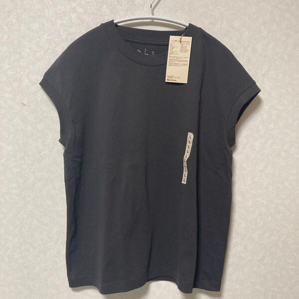 無印良品フレンチスリーブクルーネック Tシャツ ダークグレーL