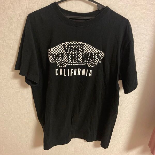 VANS メンズ L Tシャツ ブラック 黒 古着 男女兼用 普段着 キッズ 160 カジュアル ロゴ プリント