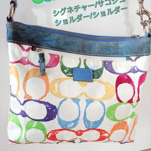 コーチ COACH ショルダーバッグ 斜め掛け シグネチャー マルチカラー 夏 キャンバス サコシュ