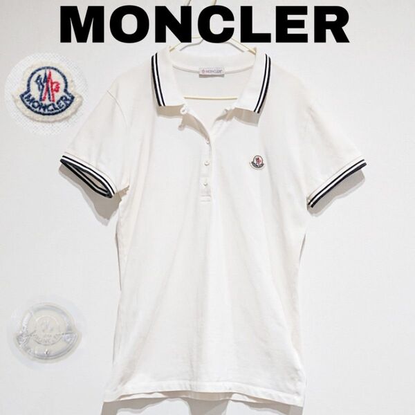 MONCLER モンクレール レディース ポロシャツ ホワイト Sサイズ