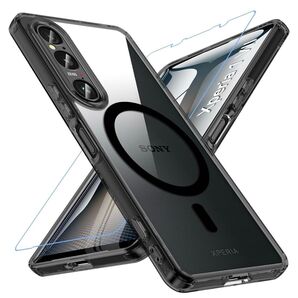 Sony Xperia 1 VII スマホケース ガラスフィルム付き MagSafe対応 6.5インチ クリア ブラック
