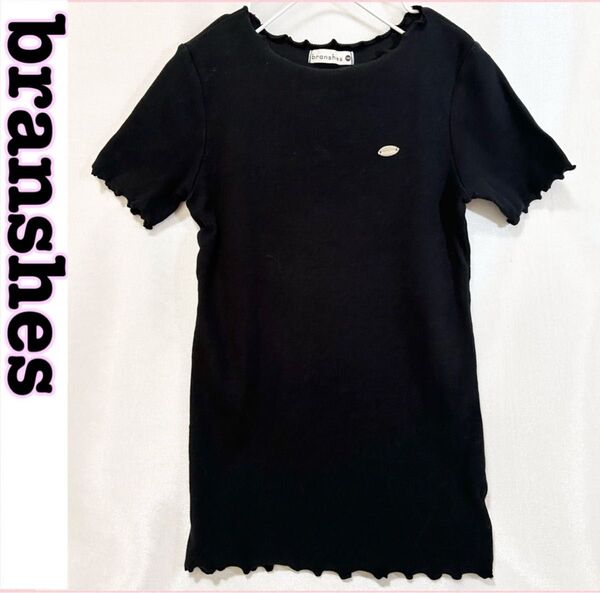 ブランシェス カットソー トップス Tシャツ 女の子 子供服 ブラック 黒 ブラック 半袖 140