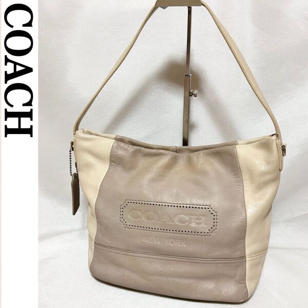 コーチ ショルダーバッグ トートバッグ バイカラー チャーム付き レザー 本革 COACH 肩掛け ショルダー