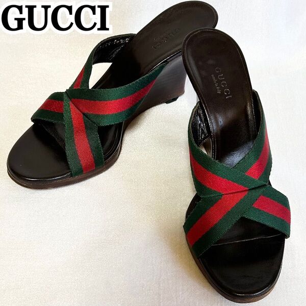 グッチ GUCCI ミュール パンプス ヒール ウェッジソール サンダル ミュールサンダル レザーサンダル おしゃれ