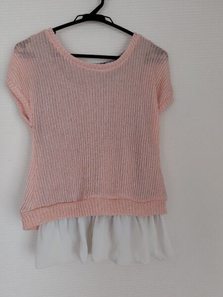 PAGEBOY トップス ニット 裾フリフリタンクトップ付き 半袖 カットソー
