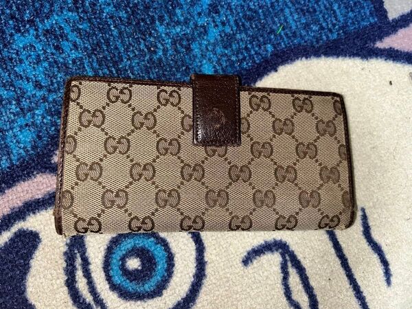 GUCCI グッチ 長財布 レザー GGキャンバス ウォレット ブラウン系 GG柄