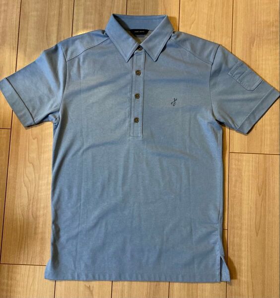 【JOSEPH HOMME】ジョセフ オム 46 スモーキーブルー系 デザイン半袖ポロシャツ 一度の着用