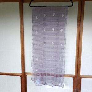 ラベンダー花柄ストール小花柄刺繍タグ付き