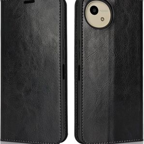 AQUOS WISH5 ケース 手帳型 本革 磁気不良防止 マグネット無し アクオス ウィッシュ5 黒