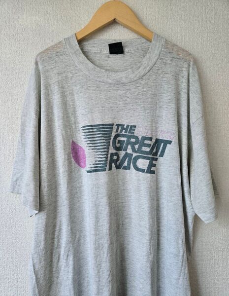 80.90's THE GREAT RACE Tシャツ グレー シングルステッチ アメカジ 古着 USA製 半袖ストリート