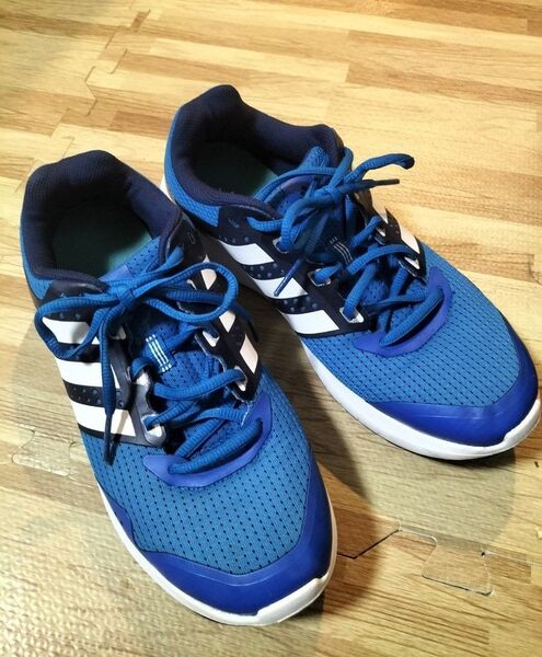 美品 adidas スニーカー ウォーキング ランニングシューズ 25.5cm ブルー メンズ