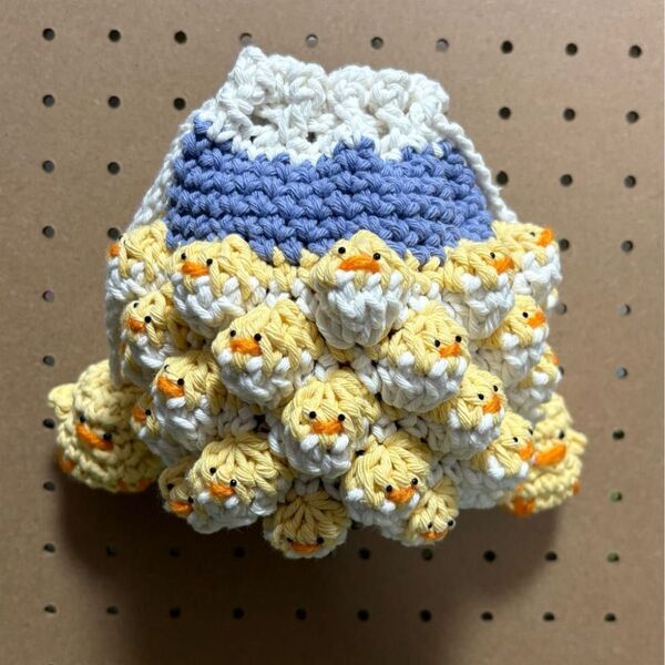 ひよこ 巾着 ハンドメイド かぎ針編み 個性的 かぎ針編み 浴衣 バッグ ひよこモチーフ