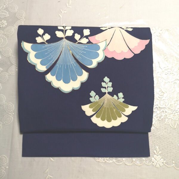 名古屋帯 正絹 手描き 金糸 着物