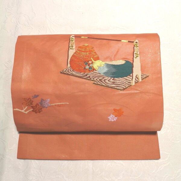 名古屋帯 正絹 金糸 金箔 刺繍 着物 未使用
