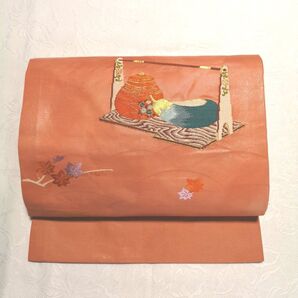 名古屋帯 正絹 金糸 金箔 刺繍 着物 未使用