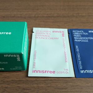 韓国コスメ◆試供品×3◆イニスフリー コラーゲングリーンティーセラミド 10ml+1ml / レチノール 美容液 1ml サンプル