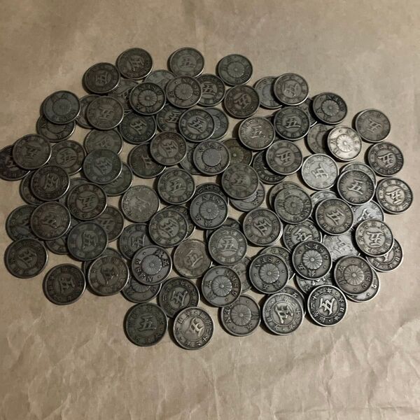 菊5銭白銅貨 100枚(並品)