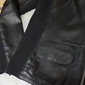 adagietto羊革レザージャケット ライダースジャケット ブラック 羊革 &ニット地