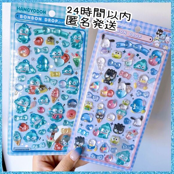 新作 第2弾 ハンギョドン はぴだんぶい 2種類 立体シール ボンボンドロップシール サンリオ シールシート ポチャッコ