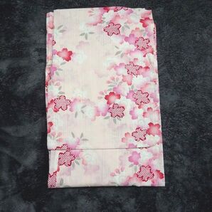 レディース浴衣単品★ピンク色 サクラ桜柄 変わり織 お祭り 花火大会 かわいい 可愛い アンティーク ロマン