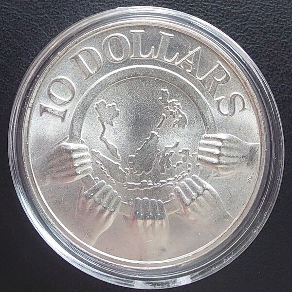1977年 シンガポール銀貨 10ドル ASEAN10周年記念銀貨 大型銀貨