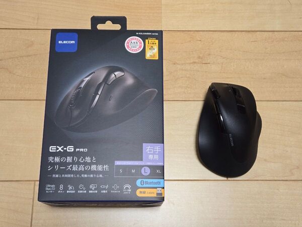 【ほぼ新品】エレコム 静音 充電式 Bluetooth5.0マウス “EX-G” 8ボタン Lサイズ M-XGL50MBSKBK