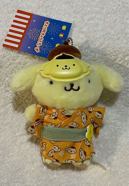 新品タグ付き ポムポムプリン マスコットホルダー キャラ盛り夏まつり! ぬいぐるみ バッグチャーム ストラップ 2025 サマー祭