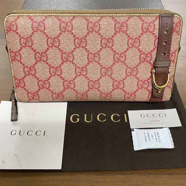 新品同様!! グッチ GUCCI 財布 長財布 GGスプリーム ラウンドファスナー