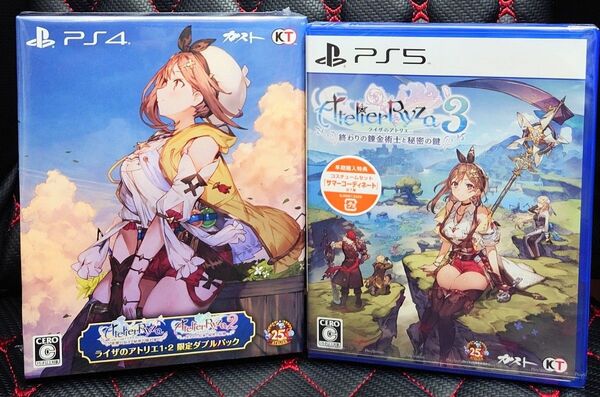 新品未開封 PS4 ライザのアトリエ1・2 限定ダブルパック+PS5 ライザのアトリエ3 初回封入特典付き
