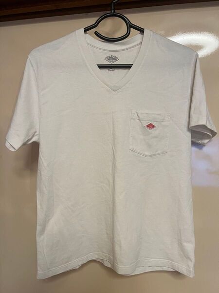 ダントン ホワイト Vネック Tシャツ ポケット付き