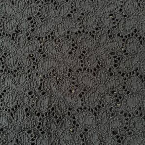 花柄刺繍 コットンレース ブラック 120cm x 30cm
