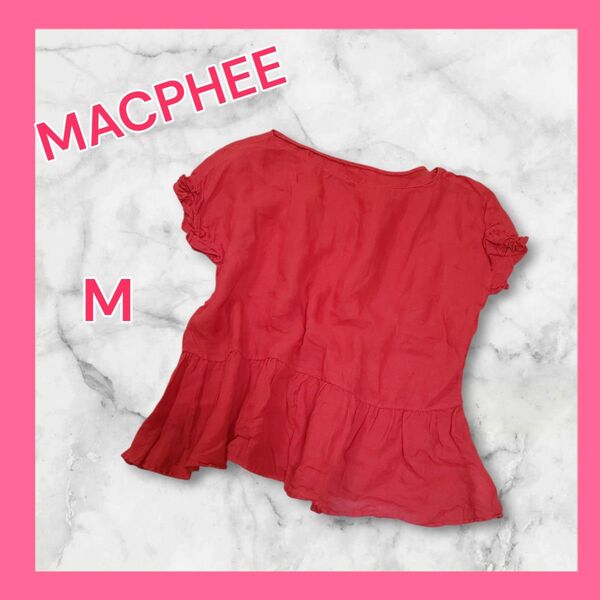 MACPHEE マカフィー 半袖 トップス 2wayリネンフレンチスリーブブラウス レディース 38 M 赤 レッド 麻