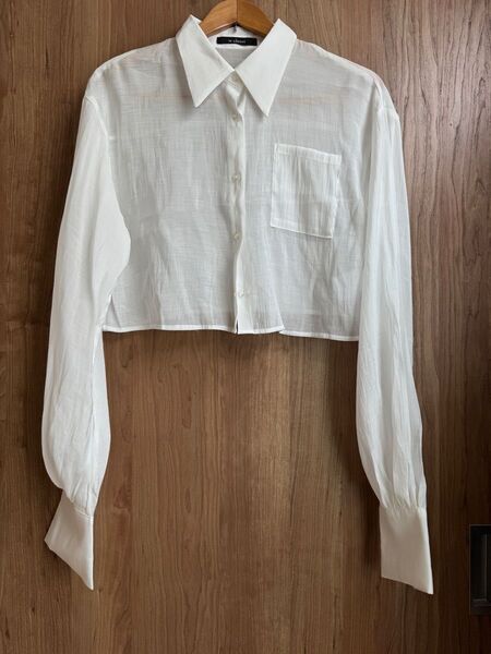 w closet シアーシャツ クロップド丈 ホワイト