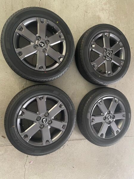 ダイハツ タフト 納車前新車外し 純正アルミホイールタイヤ4本セット ガンメタ 165/65r15 ヨコハマブルーアース