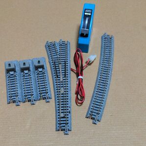 NゲージKATO電動ポイント、車止め線路3本、ポイントスイッチ、R718-15レール