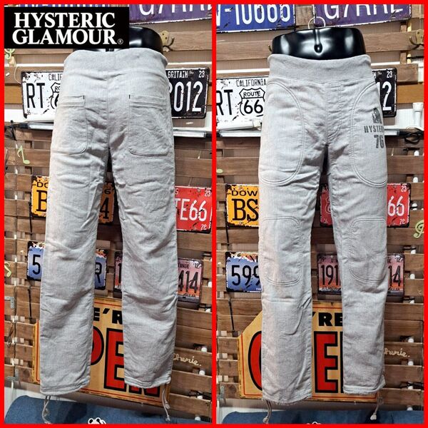 HYSTERIC GLAMOUR ヒステリックグラマー ロゴプリント ヘビーウエイト バイカーズ スウェットパンツ M グレー