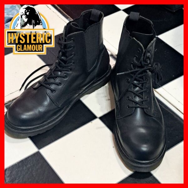 定価4.8万 HYSTERIC GLAMOUR ヒステリックグラマー 8ホール レザー サイドゴアブーツ メンズ 26.5㎝