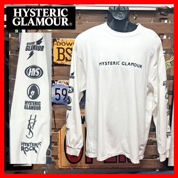 大きなサイズ! HYSTERIC GLAMOUR ヒステリックグラマー マルチロゴ プリント 長袖Tシャツ カットソー XL
