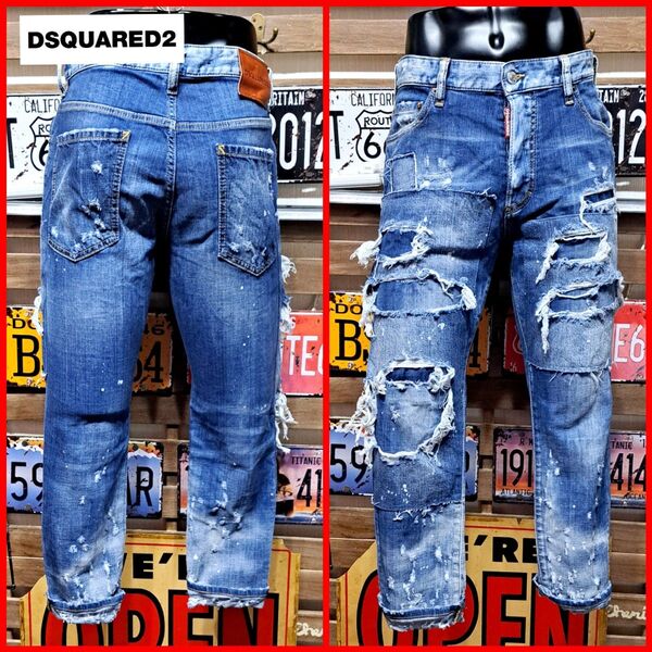 Dsquared2 ディースクエアード Glam Head Jean ストレッチ グラムヘッドジーンズ クロップドデニム 46