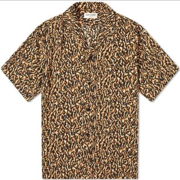 saint laurent paris サンローラン leopard シャツ 39 半袖 レオパード