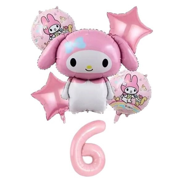 6歳 マイメロ 誕生日 バルーン 女の子 風船 飾り セット 匿名配送 サンリオ 5点セット