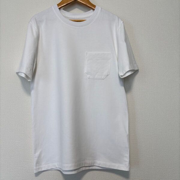 ナノユニバース メンズ 半袖 ビッグ Tシャツ ポケT 無地 シンプル カジュアル きれいめ コットン レーヨン 夏 ホワイト S