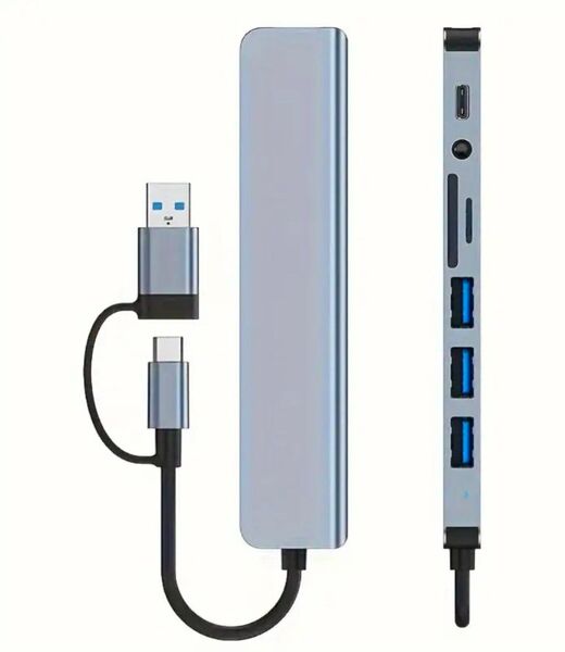 USBハブ USB Cハブ USBスプリッター 8-in-1 USBエクスパンダー 4つのUSBポート 1つのUSB Cポート